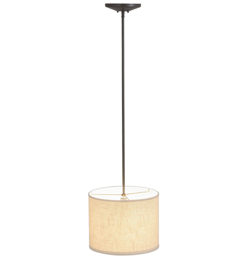 Meyda Lighting Cilindro 14" Timeless Bronze Pendant Light With Beige Textrene Shade
