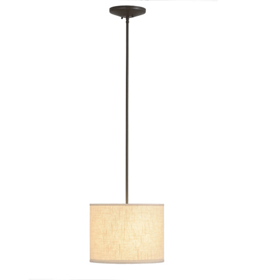 Meyda Lighting Cilindro 14" Timeless Bronze Pendant Light With Beige Textrene Shade