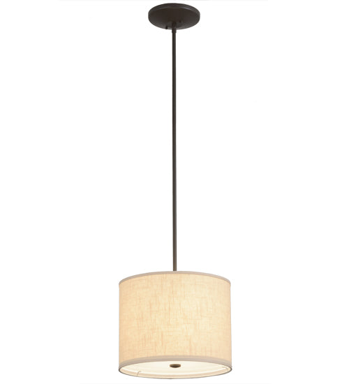 Meyda Lighting Cilindro 14" Timeless Bronze Pendant Light With Beige Textrene Shade