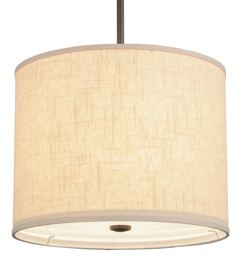 Meyda Lighting Cilindro 14" Timeless Bronze Pendant Light With Beige Textrene Shade