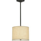 Meyda Lighting Cilindro 14" Timeless Bronze Pendant Light With Beige Textrene Shade Glass