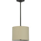 Meyda Lighting Cilindro 14" Timeless Bronze Pendant Light With Beige Textrene Shade Glass