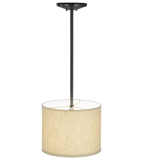 Meyda Lighting Cilindro 14" Timeless Bronze Pendant Light With Beige Textrene Shade Glass