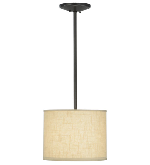 Meyda Lighting Cilindro 14" Timeless Bronze Pendant Light With Beige Textrene Shade Glass