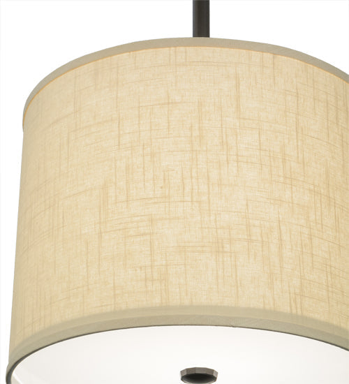Meyda Lighting Cilindro 14" Timeless Bronze Pendant Light With Beige Textrene Shade Glass