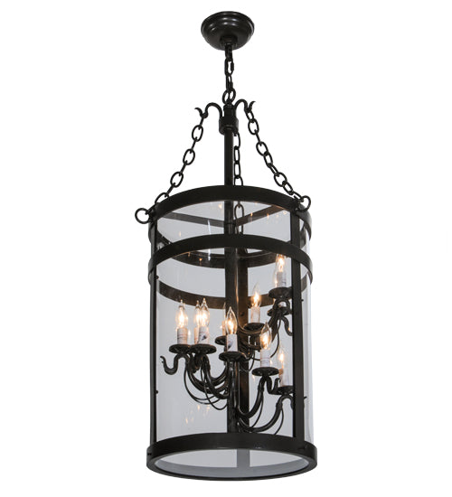 Meyda Lighting Cilindro 15" 11-Light LED Timeless Bronze Espiral Pendant Light With Clear Crystal Idalight Shade