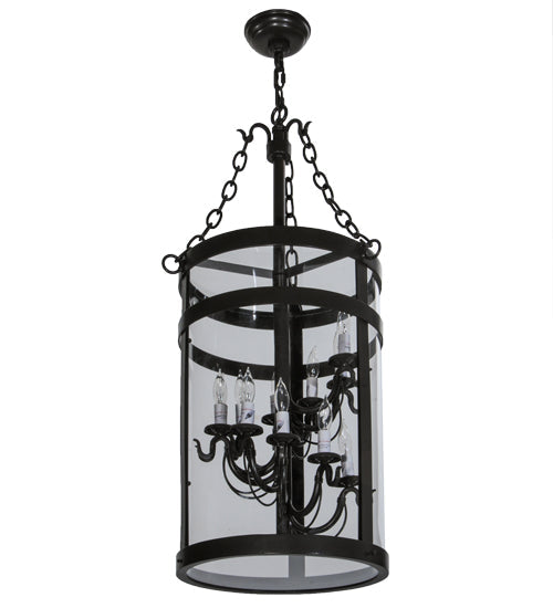 Meyda Lighting Cilindro 15" 11-Light LED Timeless Bronze Espiral Pendant Light With Clear Crystal Idalight Shade