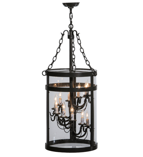 Meyda Lighting Cilindro 15" 11-Light LED Timeless Bronze Espiral Pendant Light With Clear Crystal Idalight Shade