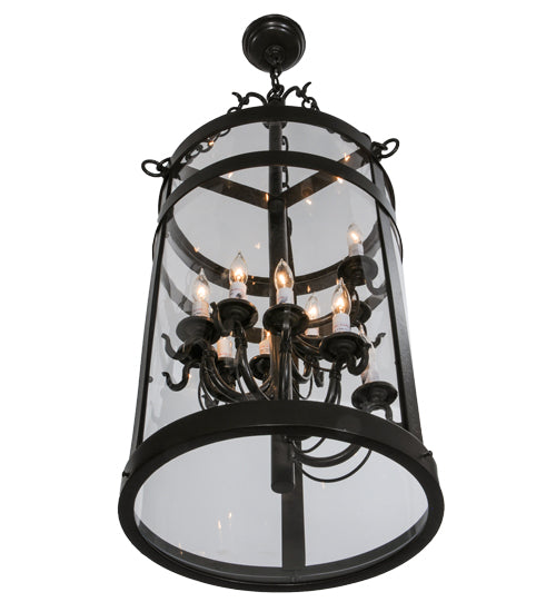 Meyda Lighting Cilindro 15" 11-Light LED Timeless Bronze Espiral Pendant Light With Clear Crystal Idalight Shade