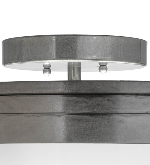 Meyda Lighting Cilindro 15" 2-Light Silver Steel Campbell Flush Mount Light With Statuario Idalight & Clear Shade Glass