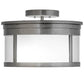 Meyda Lighting Cilindro 15" 2-Light Silver Steel Campbell Flush Mount Light With Statuario Idalight & Clear Shade Glass