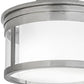 Meyda Lighting Cilindro 15" 2-Light Silver Steel Campbell Flush Mount Light With Statuario Idalight & Clear Shade Glass