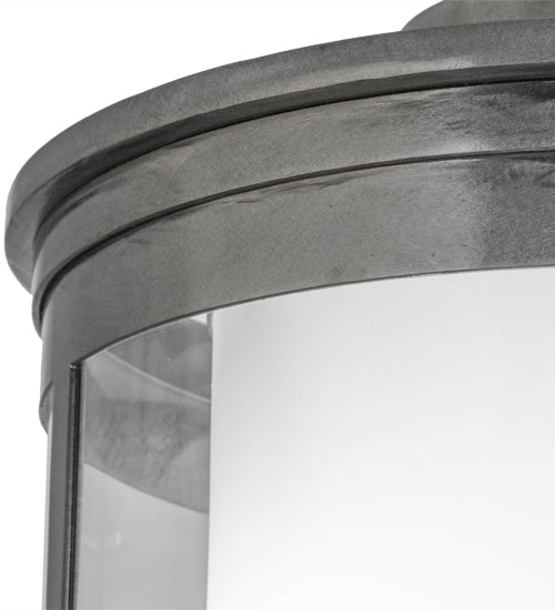 Meyda Lighting Cilindro 15" 2-Light Silver Steel Campbell Flush Mount Light With Statuario Idalight & Clear Shade Glass