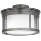 Meyda Lighting Cilindro 15" 2-Light Silver Steel Campbell Flush Mount Light With Statuario Idalight & Clear Shade Glass
