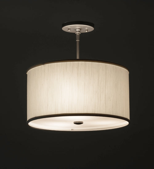 Meyda Lighting Cilindro 15" 3-Light Nickel Pendant Light With Eggshell White Textrene Shade