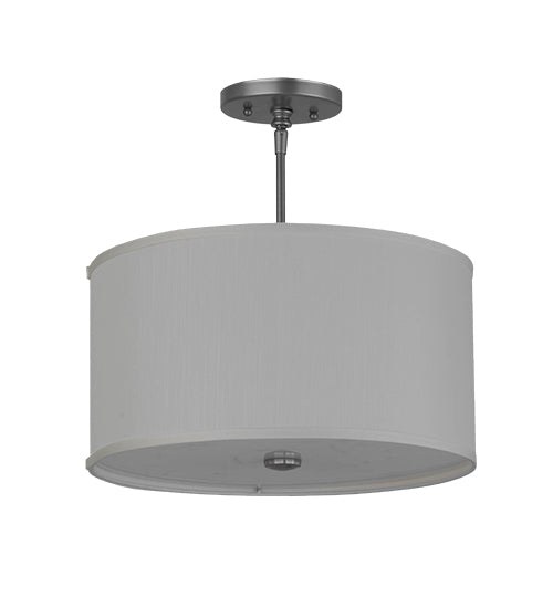 Meyda Lighting Cilindro 15" 3-Light Nickel Pendant Light With Eggshell White Textrene Shade