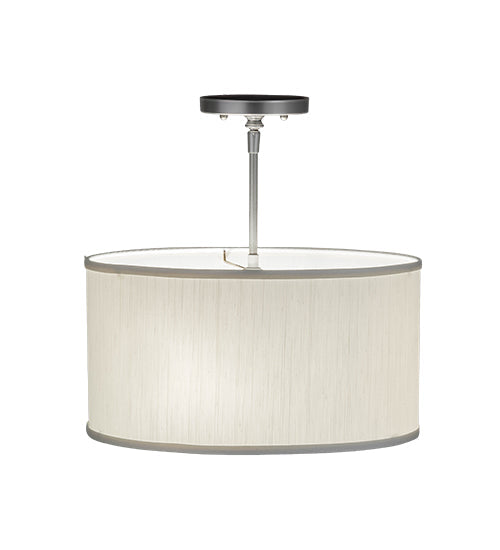 Meyda Lighting Cilindro 15" 3-Light Nickel Pendant Light With Eggshell White Textrene Shade