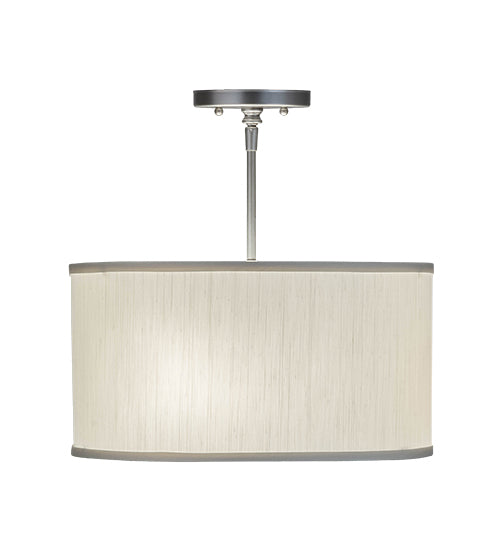 Meyda Lighting Cilindro 15" 3-Light Nickel Pendant Light With Eggshell White Textrene Shade
