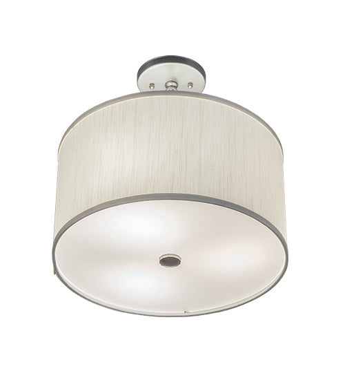 Meyda Lighting Cilindro 15" 3-Light Nickel Pendant Light With Eggshell White Textrene Shade