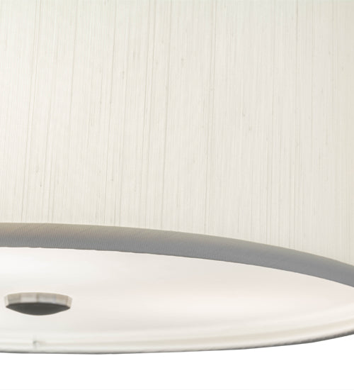 Meyda Lighting Cilindro 15" 3-Light Nickel Pendant Light With Eggshell White Textrene Shade