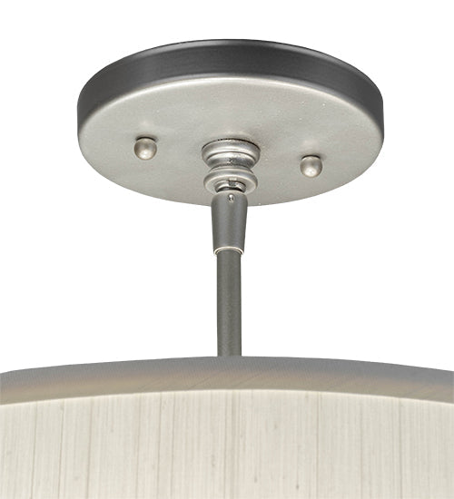Meyda Lighting Cilindro 15" 3-Light Nickel Pendant Light With Eggshell White Textrene Shade