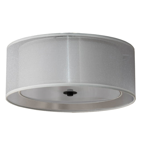Meyda Lighting Cilindro 15" 3-Light Oil Rubbed Bronze Flush Mount Light With White Statuario Idalight & Textrene Shade