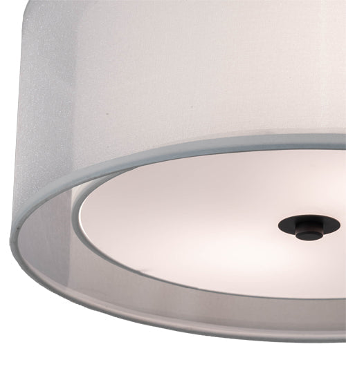 Meyda Lighting Cilindro 15" 3-Light Oil Rubbed Bronze Flush Mount Light With White Statuario Idalight & Textrene Shade