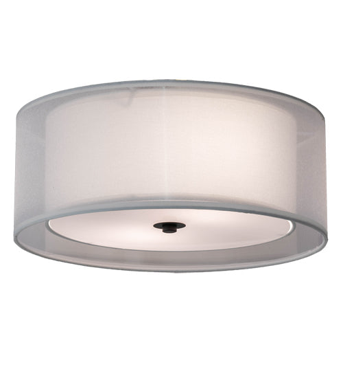 Meyda Lighting Cilindro 15" 3-Light Oil Rubbed Bronze Flush Mount Light With White Statuario Idalight & Textrene Shade