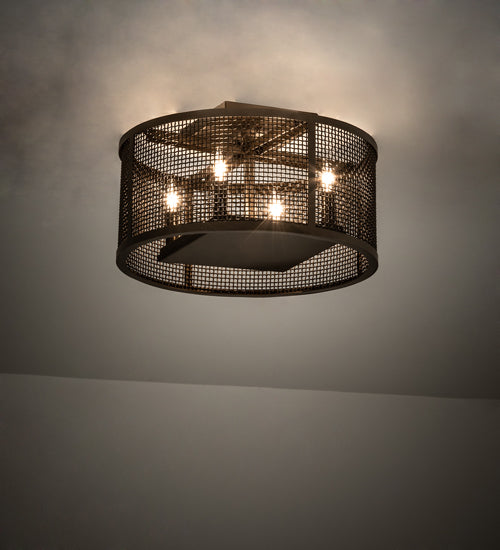 Meyda Lighting Cilindro 15" 4-Light Brown Metallic Rame Flush Mount Light