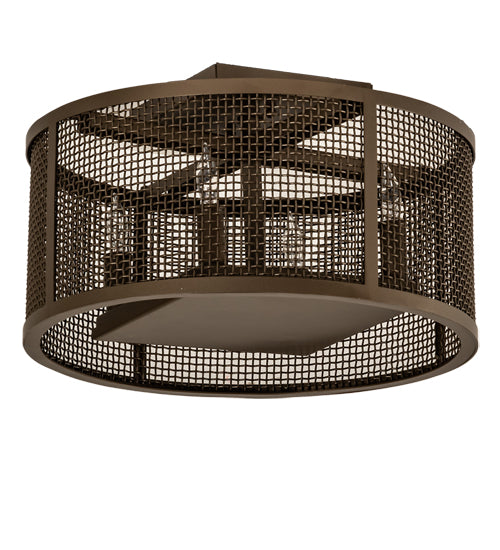 Meyda Lighting Cilindro 15" 4-Light Brown Metallic Rame Flush Mount Light