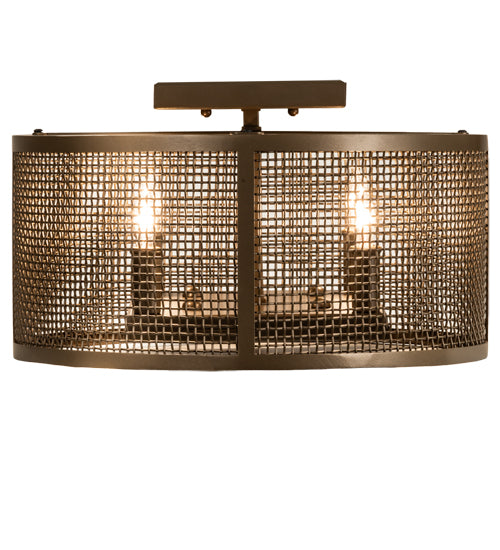 Meyda Lighting Cilindro 15" 4-Light Brown Metallic Rame Flush Mount Light