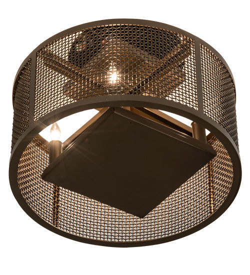 Meyda Lighting Cilindro 15" 4-Light Brown Metallic Rame Flush Mount Light
