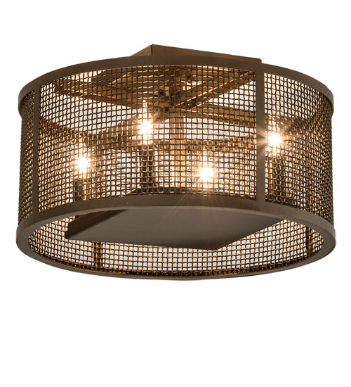 Meyda Lighting Cilindro 15" 4-Light Brown Metallic Rame Flush Mount Light