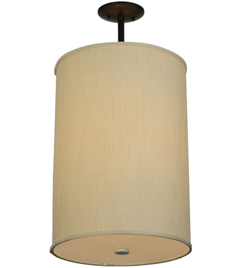Meyda Lighting Cilindro 15" 4-Light Timeless Bronze Pendant Light With Mystic Beige Textrene