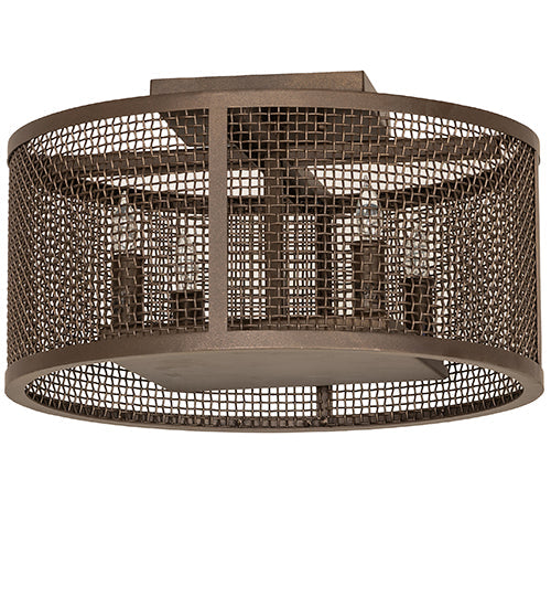 Meyda Lighting Cilindro 15" 4-Light Tyler Bronze Rame Flushmount