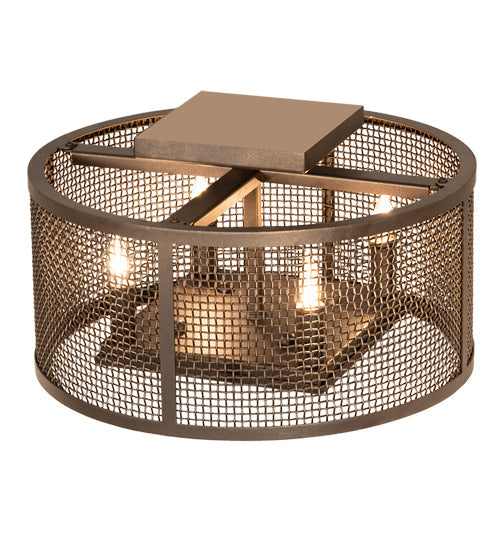 Meyda Lighting Cilindro 15" 4-Light Tyler Bronze Rame Flushmount