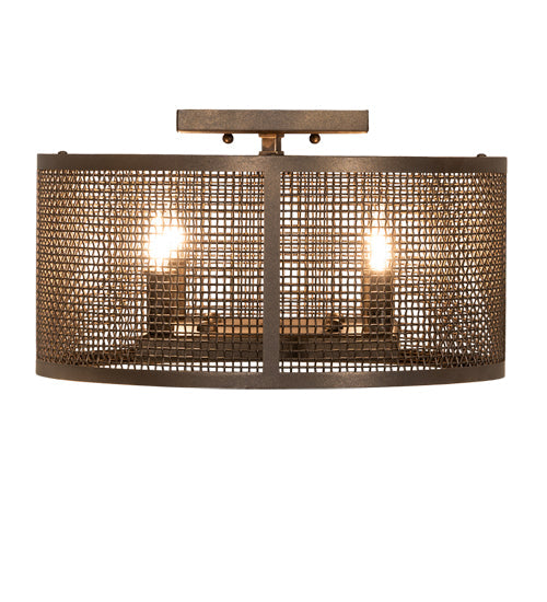 Meyda Lighting Cilindro 15" 4-Light Tyler Bronze Rame Flushmount