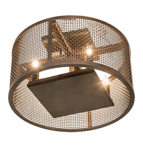 Meyda Lighting Cilindro 15" 4-Light Tyler Bronze Rame Flushmount