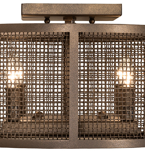 Meyda Lighting Cilindro 15" 4-Light Tyler Bronze Rame Flushmount