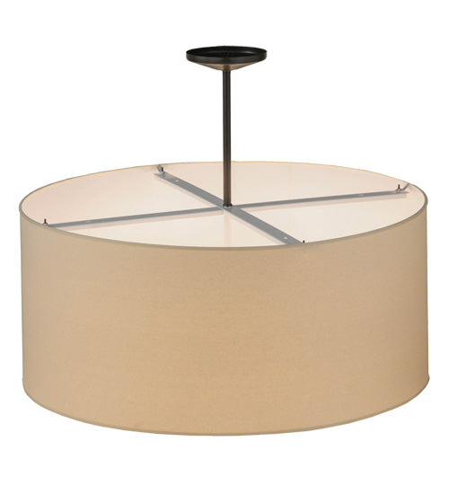 Meyda Lighting Cilindro 158439 36" 6-Light Timeless Bronze Pendant Light With Natural Textrene & Statuario Idalight Shade