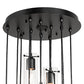 Meyda Lighting Cilindro 16" 12-Light Solar Black Cascading Pendant Light With Clear Shade Glass