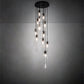 Meyda Lighting Cilindro 16" 12-Light Solar Black Cascading Pendant Light With Clear Shade Glass