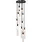 Meyda Lighting Cilindro 16" 12-Light Solar Black Cascading Pendant Light With Clear Shade Glass