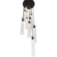 Meyda Lighting Cilindro 16" 12-Light Solar Black Cascading Pendant Light With Clear Shade Glass