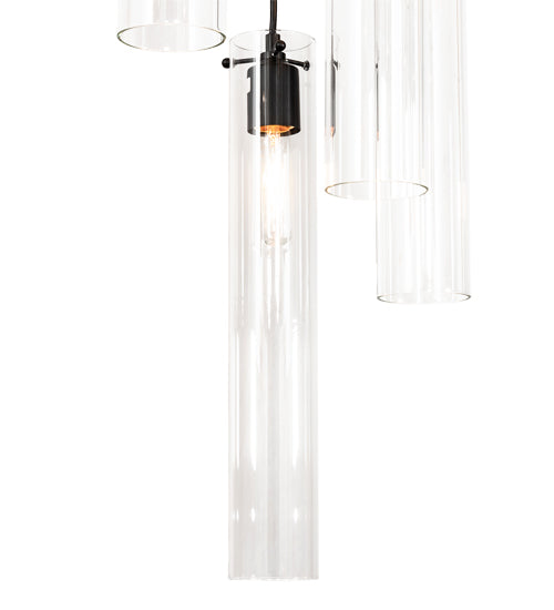 Meyda Lighting Cilindro 16" 12-Light Solar Black Cascading Pendant Light With Clear Shade Glass
