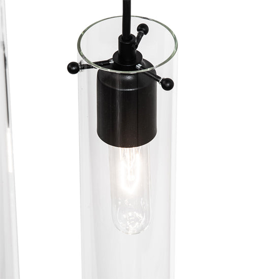 Meyda Lighting Cilindro 16" 12-Light Solar Black Cascading Pendant Light With Clear Shade Glass