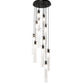Meyda Lighting Cilindro 16" 12-Light Solar Black Cascading Pendant Light With Clear Shade Glass