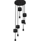 Meyda Lighting Cilindro 16" 5-Light Solar Black Cascading Pendant Light With White Statuario Idalight Shade