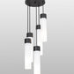 Meyda Lighting Cilindro 16" 5-Light Solar Black Cascading Pendant Light With White Statuario Idalight Shade