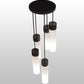 Meyda Lighting Cilindro 16" 5-Light Solar Black Cascading Pendant Light With White Statuario Idalight Shade